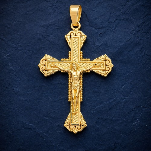 10k yellow gold - yellow, crucifix