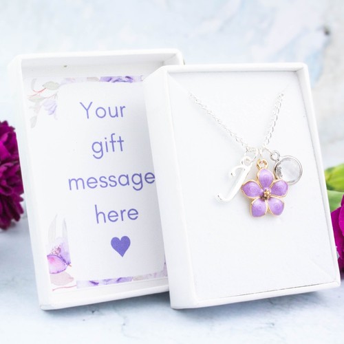 Purple flower necklace - purple,